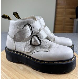 Dr. Martens White Platform Shoes